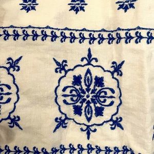 LOFT Linen Blend Embroided Blouse